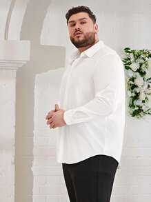 EASEVO Áo sơ mi Nam Nút phía trước màu trơn Giải trí - trắng - Xem 4