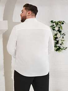 EASEVO Áo sơ mi Nam Nút phía trước màu trơn Giải trí - trắng - Xem 5