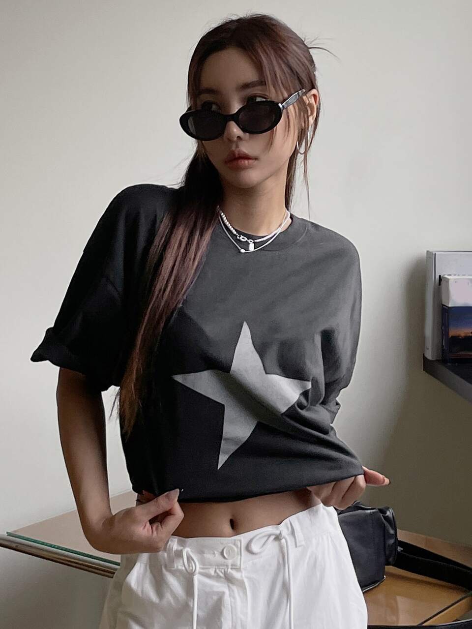 Geo Print Drop Shoulder Tee
