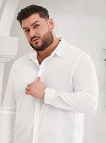 EASEVO Áo sơ mi Nam Nút phía trước màu trơn Giải trí - trắng - Xem 6