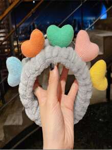 1入組裝滌綸沐浴髮帶心形裝飾毛茸茸沐浴髮帶