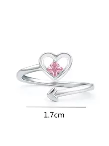 Anillo abierto con diamante de imitación con adorno de corazón - Multicolor - Ver 4
