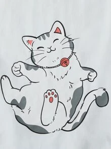 SHEIN 男孩日本字母和卡通圖案T恤