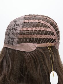 Peluca sintética largo recto con tupe - Marrón - Ver 7