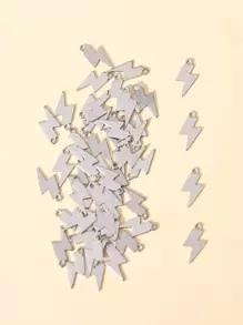 50个不锈钢迷你闪电吊坠，时尚百搭，可用于手链、项链DIY和日常佩戴 - 銀色 - 查看 1