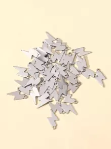 50个不锈钢迷你闪电吊坠，时尚百搭，可用于手链、项链DIY和日常佩戴 - 銀色 - 查看 2