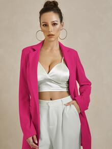 UNIQUE21 Solid Single Button Blazer - Hot Pink - View 3