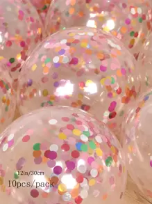 5pcs Party Birthday Balloons, Party Decorations Balloons, Transparent Sequin Balloons, Christmas - Clear - View 2