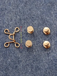 1入組圓形可拆卸金屬鈕扣 - 金色 - 查看 2