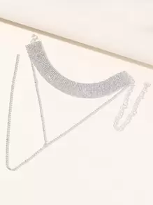 1pc Rhinestone Decor Y Lariat Necklace Copper Jewelry