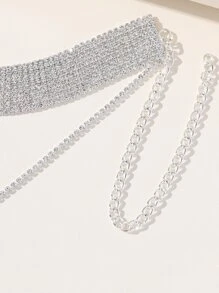 1pc Rhinestone Decor Y Lariat Necklace Copper Jewelry