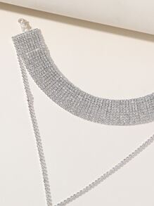 1pc Rhinestone Decor Y Lariat Necklace Copper Jewelry