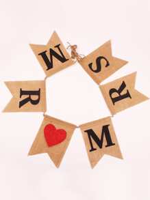 1件套愛心和字母圖案纖維掛旗適用於婚禮