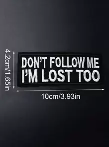 1pc Slogan Embroidered Iron-on Patch - Black and White - View 4