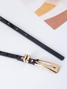 Cinturón con hebilla cuadrada - Negro - Ver 3