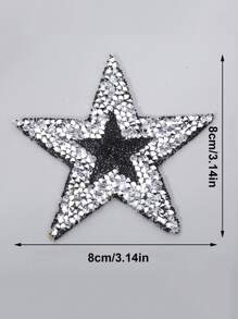 1pc Crystal Rhinestone Decor Star Shaped DIY Iron-on Patch, Star Patch  Sticker For Clothing - Multicolor - View 4