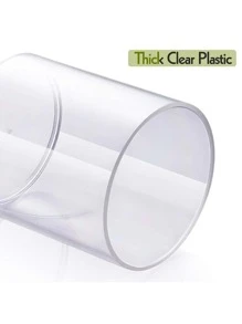 1/3 Hộp Bảo Quản Trong Suốt Có Que Làm Sạch, Lý Tưởng Cho Các Vật Dụng Phòng Tắm, Có Nắp Tre - Trong sáng - Xem 3