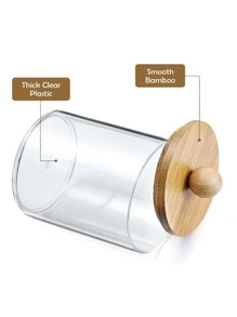 1/3 Hộp Bảo Quản Trong Suốt Có Que Làm Sạch, Lý Tưởng Cho Các Vật Dụng Phòng Tắm, Có Nắp Tre - Trong sáng - Xem 4