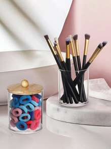 1/3 Hộp Bảo Quản Trong Suốt Có Que Làm Sạch, Lý Tưởng Cho Các Vật Dụng Phòng Tắm, Có Nắp Tre - Trong sáng - Xem 5