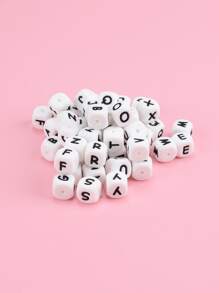 12mm矽膠字母珠,diy頸鏈手鍊手工藝套件串珠,立方體字母珠方形a至z - 彩色 - 查看 5