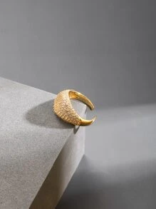 方晶鋯石裝飾戒指 - 金黃色 - 查看 4