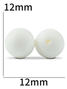 100pcs/set Silicone Beads, 12mm Silicone Beads Bulk Round White Silicone Beads For Keychain Making Loose Silicone Beads Rubber Focal Silicone Beads For Pens Necklace Bracelet Lanyard Making (White) - White - View 3