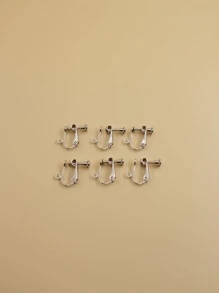 6入組/套極簡DIY耳環配件 - 銀色 - 查看 1