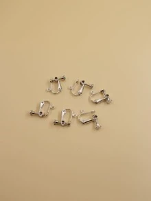 6入組/套極簡DIY耳環配件 - 銀色 - 查看 2