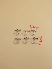 6入組/套極簡DIY耳環配件 - 銀色 - 查看 3