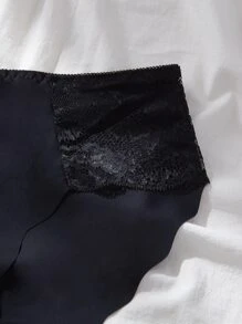 Plus 3pack Contrast Lace Scallop Trim Panty Set - Black - View 4