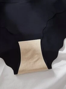 Plus 3pack Contrast Lace Scallop Trim Panty Set - Black - View 5