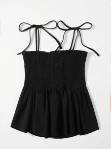 Trelyra 肩部打結荷葉邊吊帶上衣