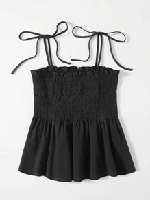 Trelyra 肩部打結荷葉邊吊帶上衣