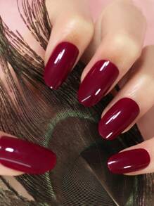 使用24入組長杏仁形純紅色光澤假指甲，1片膠帶和1支指甲文件來改變你的指甲，簡便貼上指甲，供應指甲用品 - 淡紫色 - 查看 4