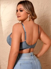 Plus Floral Lace Underwire Bra - Light Grey - View 2