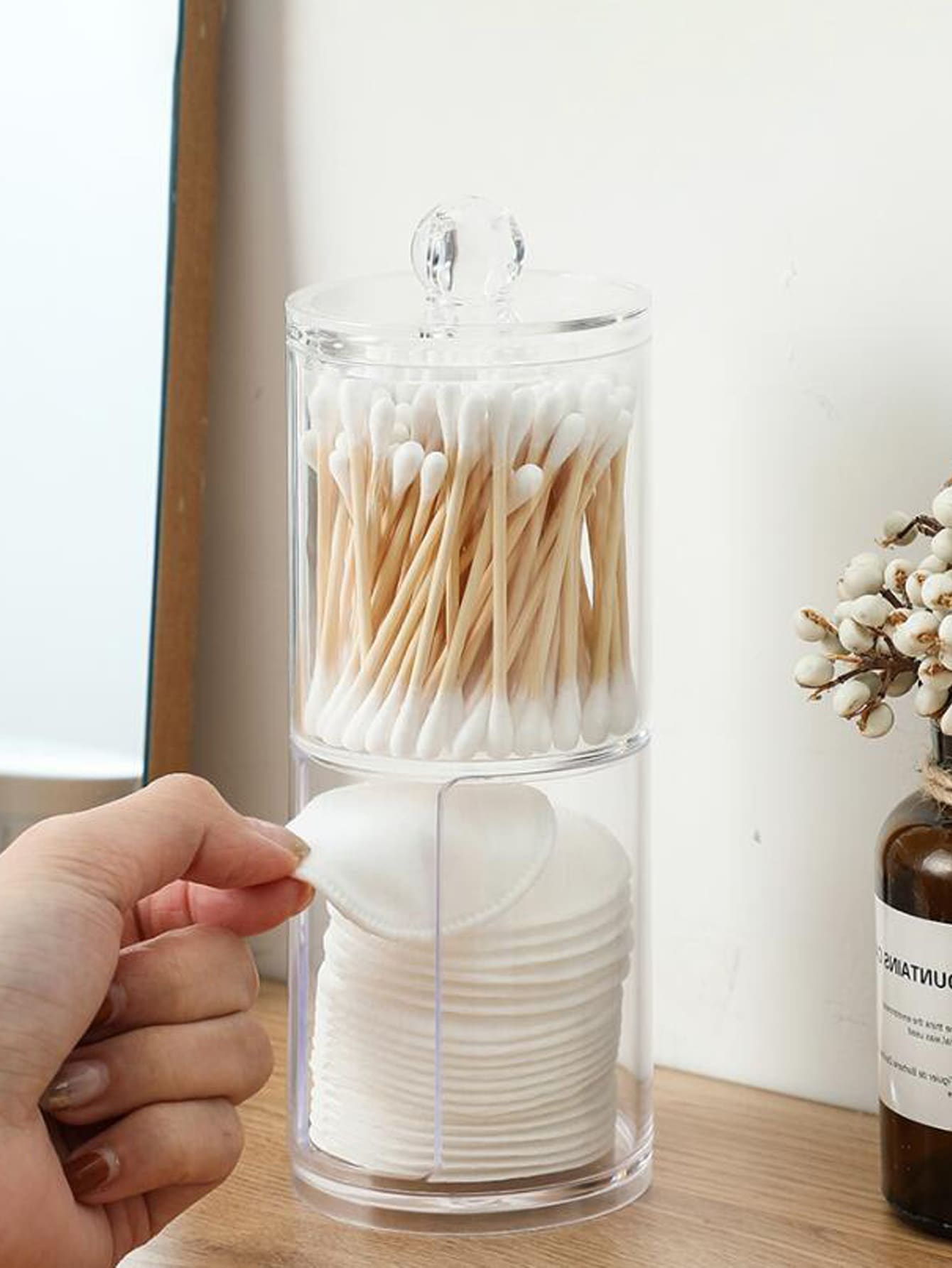 1 件塑料化妆盒，现代二合一盒，适合家居、度假海滩、浴室收藏、卧室收藏，大容量 - 無色 - 查看 1