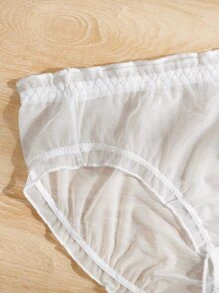 Plus 3pack Frill Trim Mesh Panty - Multicolor - View 3