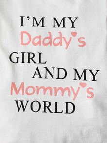 Baby Slogan Graphic Ruffle Trim Bodysuit & Bow Front Skirt - Multicolor - View 3