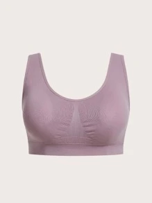 Women's Mauve Purple High Stretch Casual Sporty Plus Size Bra Comfortable Fabric Ruched Bust Design - Mauve Purple - View 1