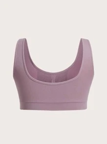 Women's Mauve Purple High Stretch Casual Sporty Plus Size Bra Comfortable Fabric Ruched Bust Design - Mauve Purple - View 2