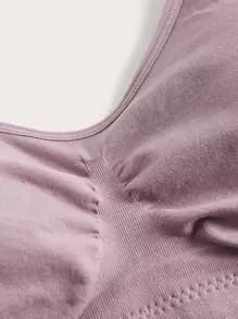 Women's Mauve Purple High Stretch Casual Sporty Plus Size Bra Comfortable Fabric Ruched Bust Design - Mauve Purple - View 3