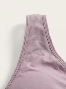 Women's Mauve Purple High Stretch Casual Sporty Plus Size Bra Comfortable Fabric Ruched Bust Design - Mauve Purple - View 4
