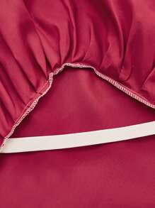 1入組素色紅色床裙現代織物荷葉邊裝飾床上用品床裙四季皆宜 - 玫瑰紅 - 查看 6