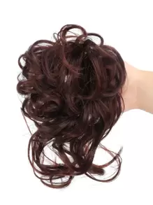 Short Curly Synthetic Hair Updo - Brown - View 1