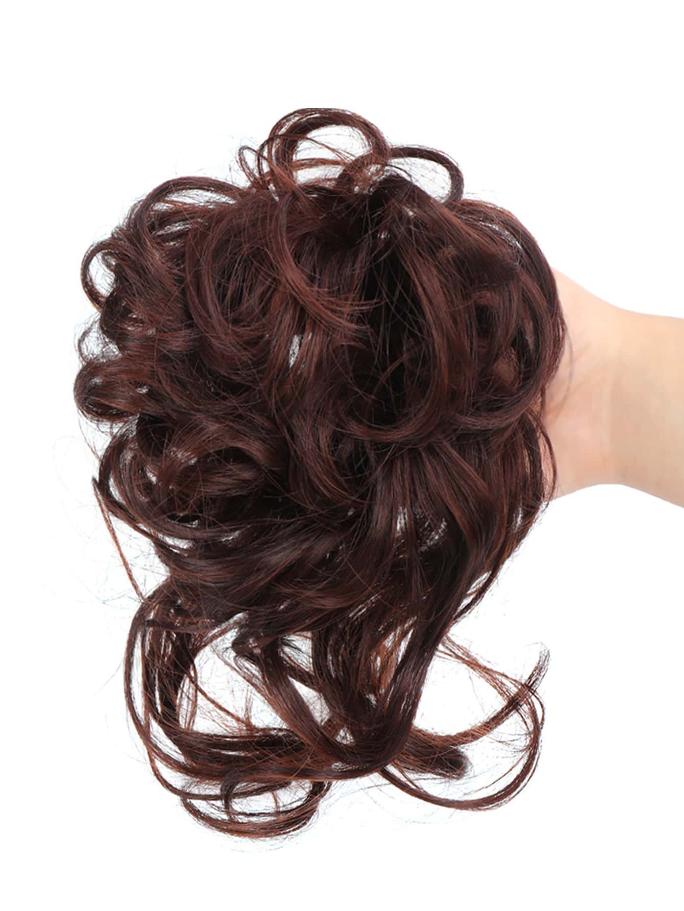 Short Curly Synthetic Hair Updo - Brown - View 1