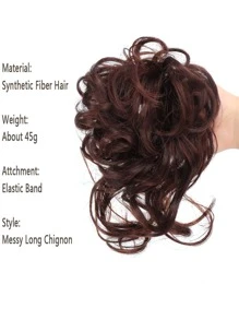 Short Curly Synthetic Hair Updo - Brown - View 3