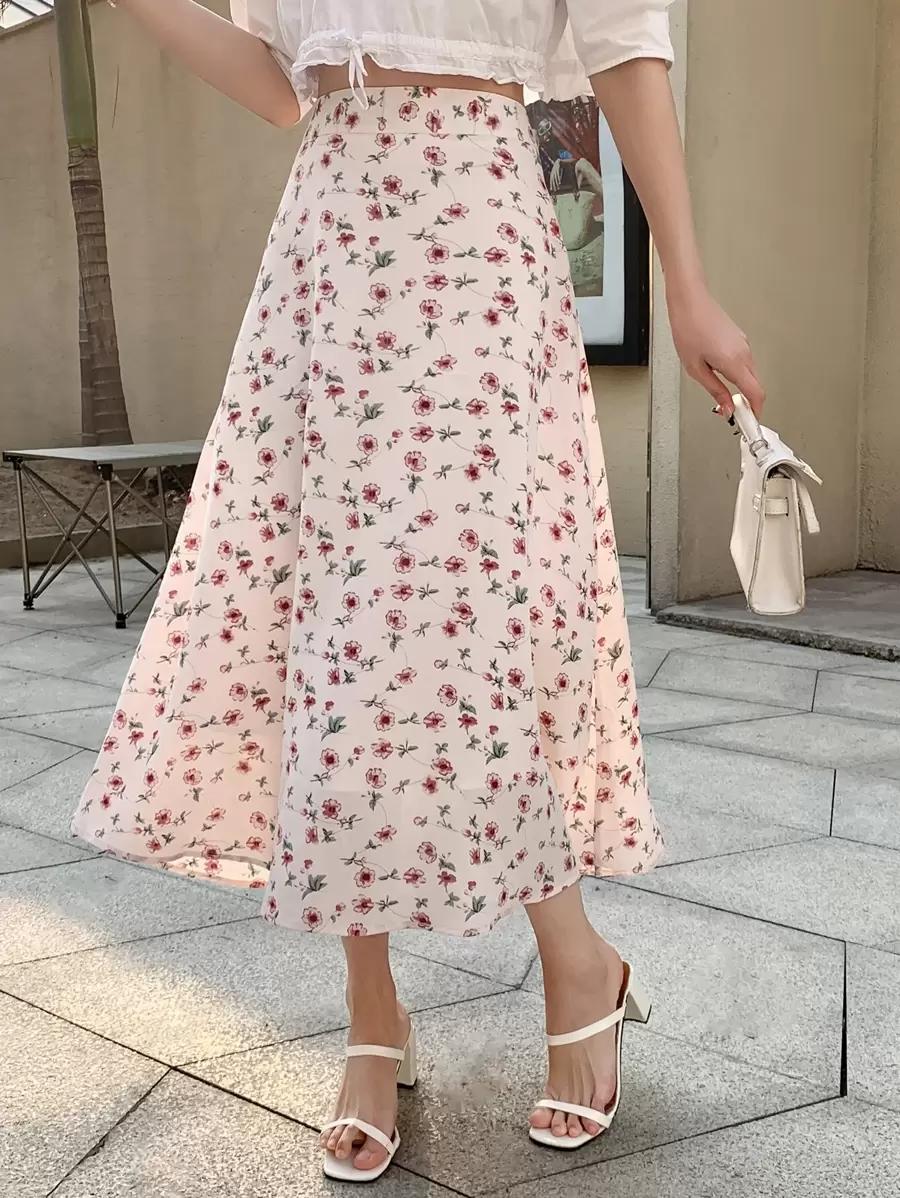 DAZY Váy nữ Dây kéo Họa tiết hoa Boho - Hồng - Xem 1