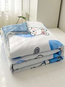 Bộ ga trải giường chần bông họa tiết hoạt hình không có chất độn - trắng - Xem 3