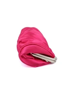 de satén con diseño de diamante de imitación Bolso fruncido clip superior Bolso de noche para fiesta - Rosa Fucsia - Ver 5