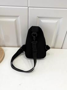 Language Of Flowers Mini Minimalist Sling Bag, Preppy Bum Bag For The First Day Of School - Black - View 2